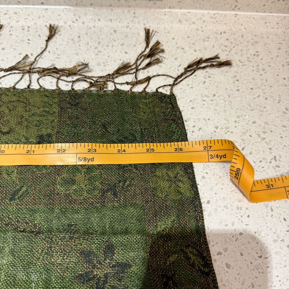 Cashmere Green Patterned Scarf - image 4